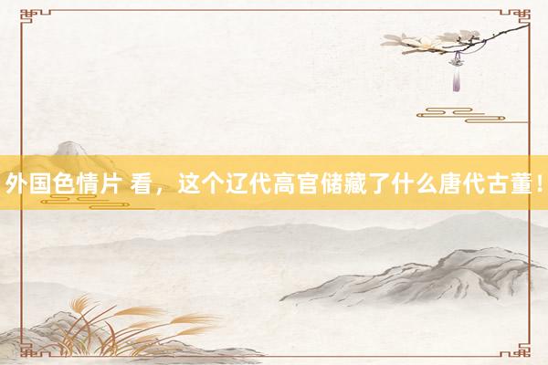 外国色情片 看，这个辽代高官储藏了什么唐代古董！